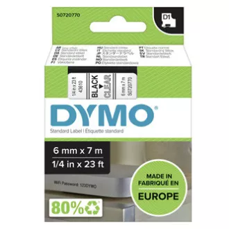 Dymo Original Farbband für Etikettendrucker, Dymo, 43610, S0720770, schwarzer Druck/transparentes Trägermaterial, 7m, 6mm, D1 Dymo Original Farbband für Etikettendrucker, Dymo, 43610, S0720770, schwarzer Druck/transparentes Trägermaterial, 7m, 6mm, D1