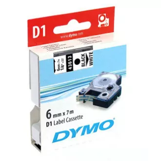 Dymo Original Farbband für Etikettendrucker, Dymo, 43613, S0720780, schwarzer Druck/weißes Trägermaterial, 7m, 6mm, D1 Dymo Original Farbband für Etikettendrucker, Dymo, 43613, S0720780, schwarzer Druck/weißes Trägermaterial, 7m, 6mm, D1