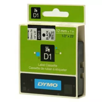 Dymo Original Farbband für Etikettendrucker, Dymo, 45013, S0720530, schwarzer Druck/weißes Trägermaterial, 7m, 12mm, D1