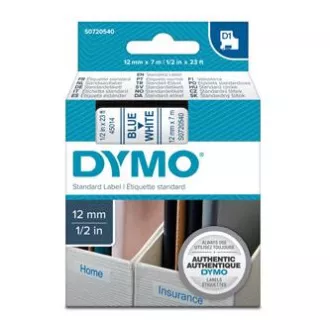 Dymo Original Farbband für Etikettendrucker, Dymo, 45014, S0720540, blauer Druck/weißes Trägermaterial, 7m, 12mm, D1 Dymo Original Farbband für Etikettendrucker, Dymo, 45014, S0720540, blauer Druck/weißes Trägermaterial, 7m, 12mm, D1