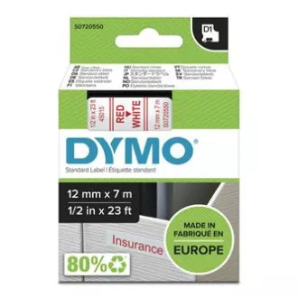 Dymo original Etikettendrucker Farbband, Dymo, 45015, S0720550, roter Druck/weißes Trägermaterial, 7m, 12mm, D1 Dymo original Etikettendrucker Farbband, Dymo, 45015, S0720550, roter Druck/weißes Trägermaterial, 7m, 12mm, D1
