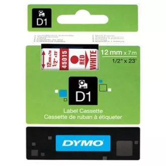 Dymo original Etikettendrucker Farbband, Dymo, 45015, S0720550, roter Druck/weißes Trägermaterial, 7m, 12mm, D1 Dymo original Etikettendrucker Farbband, Dymo, 45015, S0720550, roter Druck/weißes Trägermaterial, 7m, 12mm, D1