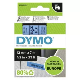 Dymo Original-Farbband für Etikettendrucker, Dymo, 45016, S0720560, schwarzer Druck/blaues Trägermaterial, 7m, 12mm, D1