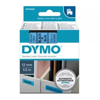 Dymo Original-Farbband für Etikettendrucker, Dymo, 45016, S0720560, schwarzer Druck/blaues Trägermaterial, 7m, 12mm, D1