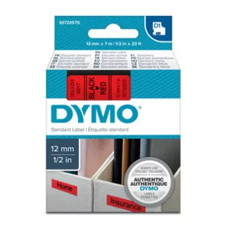 Dymo Original Farbband für Etikettendrucker, Dymo, 45017, S0720570, schwarzer Druck/rotes Trägermaterial, 7m, 12mm, D1