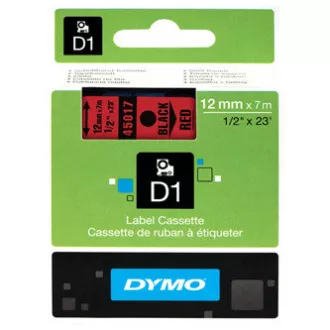 Dymo Original Farbband für Etikettendrucker, Dymo, 45017, S0720570, schwarzer Druck/rotes Trägermaterial, 7m, 12mm, D1