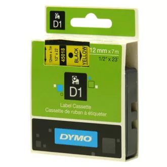 Dymo Original-Farbband für Etikettendrucker, Dymo, 45018, S0720580, schwarzer Druck/gelbes Trägermaterial, 7m, 12mm, D1 Dymo Original-Farbband für Etikettendrucker, Dymo, 45018, S0720580, schwarzer Druck/gelbes Trägermaterial, 7m, 12mm, D1