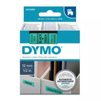 Dymo Original Farbband für Etikettendrucker, Dymo, 45019, S0720590, schwarzer Druck/grünes Trägermaterial, 7m, 12mm, D1 Dymo Original Farbband für Etikettendrucker, Dymo, 45019, S0720590, schwarzer Druck/grünes Trägermaterial, 7m, 12mm, D1