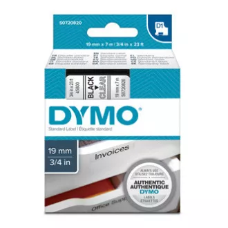 Dymo Original Farbband für Etikettendrucker, Dymo, 45800, S0720820, schwarzer Druck/transparentes Trägermaterial, 7m, 19mm, D1 Dymo Original Farbband für Etikettendrucker, Dymo, 45800, S0720820, schwarzer Druck/transparentes Trägermaterial, 7m, 19mm, D1