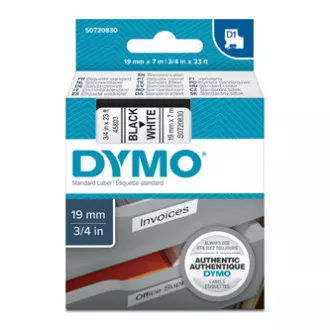 Dymo Original Farbband für Etikettendrucker, Dymo, 45803, S0720830, schwarzer Druck/weißes Trägermaterial, 7m, 19mm, D1 Dymo Original Farbband für Etikettendrucker, Dymo, 45803, S0720830, schwarzer Druck/weißes Trägermaterial, 7m, 19mm, D1