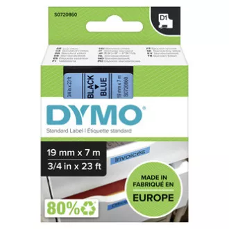 Dymo Original Farbband für Etikettendrucker, Dymo, 45806, S0720860, schwarzer Druck/blaues Trägermaterial, 7m, 19mm, D1 Dymo Original Farbband für Etikettendrucker, Dymo, 45806, S0720860, schwarzer Druck/blaues Trägermaterial, 7m, 19mm, D1