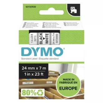 Dymo Original Farbband für Etikettendrucker, Dymo, 53713, S0720930, schwarzer Druck/weißes Trägermaterial, 7m, 24mm, D1 Dymo Original Farbband für Etikettendrucker, Dymo, 53713, S0720930, schwarzer Druck/weißes Trägermaterial, 7m, 24mm, D1