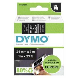 Dymo Original Farbband für Etikettendrucker, Dymo, 53721, S0721010, weißer Druck/schwarzes Trägermaterial, 7m, 24mm, D1