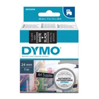Dymo Original Farbband für Etikettendrucker, Dymo, 53721, S0721010, weißer Druck/schwarzes Trägermaterial, 7m, 24mm, D1