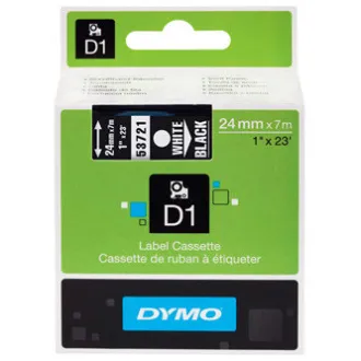 Dymo Original Farbband für Etikettendrucker, Dymo, 53721, S0721010, weißer Druck/schwarzes Trägermaterial, 7m, 24mm, D1