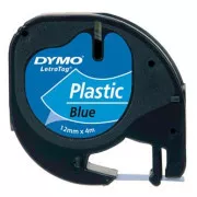 Dymo original Etikettendruckerband, Dymo, S0721650, schwarzer Druck/blaues Trägermaterial, 4m, 12mm, LetraTag Kunststoffband