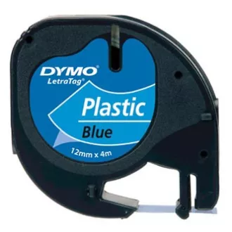 Dymo original Etikettendruckerband, Dymo, S0721650, schwarzer Druck/blaues Trägermaterial, 4m, 12mm, LetraTag Kunststoffband