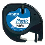 Dymo original Etikettendruckerband, Dymo, 91221, S0721660, schwarzer Druck/weißes Trägermaterial, 4m, 12mm, LetraTag Kunststoffband