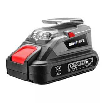 USB-Akkuladegerät und Taschenlampe, 18 V, Energy , Graphit