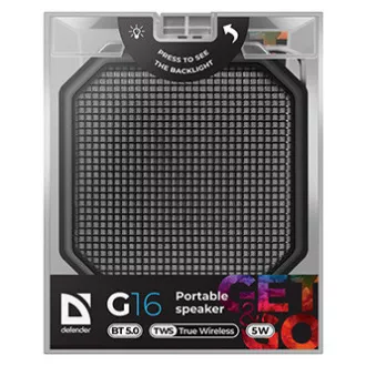 Defender Lautsprecher G16, Li-Ion, 1.0, 5W, schwarz, Lautstärkeregler, LED Hintergrundbeleuchtung, BT 5.0, TWS, 50Hz~20kHz, SELL Defender Lautsprecher G16, Li-Ion, 1.0, 5W, schwarz, Lautstärkeregler, LED Hintergrundbeleuchtung, BT 5.0, TWS, 50Hz~20kHz, SELL