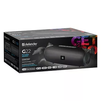 Defender Lautsprecher G22, Li-Ion, 2.0, 20W, schwarz, Lautstärkeregler, BT 5.0, TWS, seitliche Passivradiatoren, 40Hz~20kHz Defender Lautsprecher G22, Li-Ion, 2.0, 20W, schwarz, Lautstärkeregler, BT 5.0, TWS, seitliche Passivradiatoren, 40Hz~20kHz