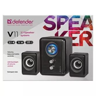 Defender-Lautsprecher V11, 2.1, 11W, schwarz, Lautstärkeregler, Power-Taste, Bass- und Höheneinstellung, 40Hz~18kHz Defender-Lautsprecher V11, 2.1, 11W, schwarz, Lautstärkeregler, Power-Taste, Bass- und Höheneinstellung, 40Hz~18kHz
