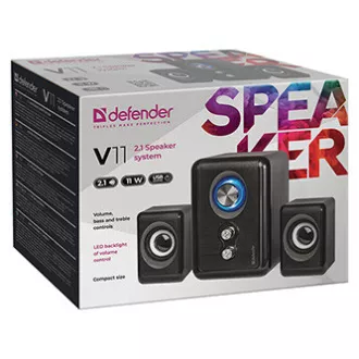 Defender-Lautsprecher V11, 2.1, 11W, schwarz, Lautstärkeregler, Power-Taste, Bass- und Höheneinstellung, 40Hz~18kHz Defender-Lautsprecher V11, 2.1, 11W, schwarz, Lautstärkeregler, Power-Taste, Bass- und Höheneinstellung, 40Hz~18kHz