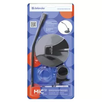 Defender, Computermikrofon, MIC-117, ohne Lautstärkeregler, schwarz, Desktop, Kondensator