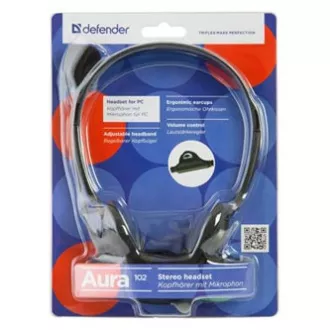 Defender Aura HN-102 Kopfhörer mit Mikrofon, kabelgebunden, schwarz, offen, 2x 3,5 mm Klinke Defender Aura HN-102 Kopfhörer mit Mikrofon, kabelgebunden, schwarz, offen, 2x 3,5 mm Klinke