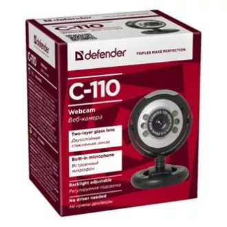 Defender C-110 Webcam, schwarz/grau 0.3 Mpix, USB 2.0, für Laptop/LCD