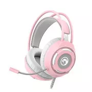 Marvo HG8936 Kopfhörer mit Mikrofon, kabelgebunden, rosa, hintergrundbeleuchtet, 3,5 mm Klinke   USB
