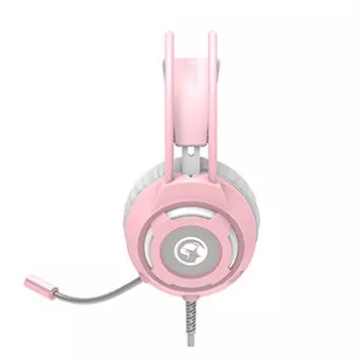 Marvo HG8936 Kopfhörer mit Mikrofon, kabelgebunden, rosa, hintergrundbeleuchtet, 3,5 mm Klinke   USB