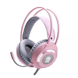Marvo HG8936 Kopfhörer mit Mikrofon, kabelgebunden, rosa, hintergrundbeleuchtet, 3,5 mm Klinke   USB