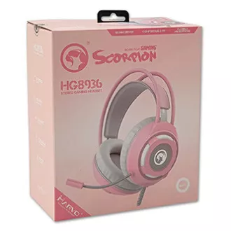 Marvo HG8936 Kopfhörer mit Mikrofon, kabelgebunden, rosa, hintergrundbeleuchtet, 3,5 mm Klinke   USB