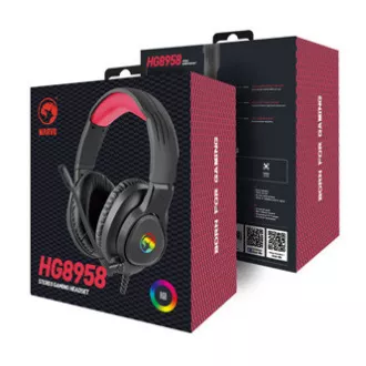 Marvo HG8958 Headset mit Mikrofon, verkabelt, schwarz, Gaming, 3,5 mm Klinke   Splitter   USB