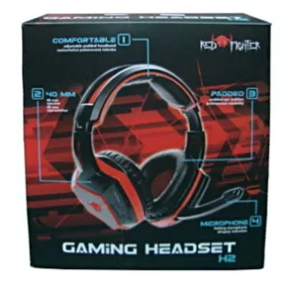 Red Fighter H2 Gaming-Headset mit Mikrofon, kabelgebunden, schwarz und rot, 2x 3,5 mm Klinke Red Fighter H2 Gaming-Headset mit Mikrofon, kabelgebunden, schwarz und rot, 2x 3,5 mm Klinke