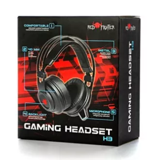 Red Fighter H3 Headset mit Mikrofon, kabelgebunden, schwarz und rot, Gaming, hintergrundbeleuchtet, 2x 3,5 mm Klinke   USB