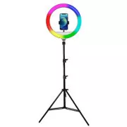 Powerton Round Light 13", RGB LED, groß, Farb- und Intensitätseinstellung, Handyhalter und Stativ