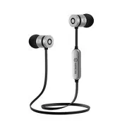 Powerton W2, kabelloser Bluetooth-Kopfhörer, Lautstärkeregler, schwarz und silber, Sport, mit magnetischem Bluetooth-Sitz