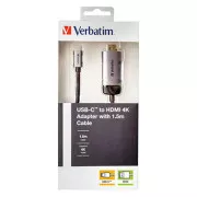 USB (3.1) Hub 1-Port, 49144, grau, Kabellänge 1.5m, Verbatim, USB C zu HDMI Adapter