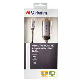 USB (3.1) Hub 1-Port, 49144, grau, Kabellänge 1.5m, Verbatim, USB C zu HDMI Adapter