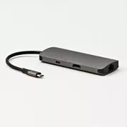 USB 3.1 Typ-C Docking Station grau, Ganz neu, HDMI, RJ45, microSD, USB C (PD), 2x USB3.0
