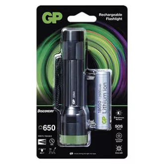 LED-Taschenlampe, Li-Ion 3,7V/2500mAh, Metall, schwarz, 650lm, CR41