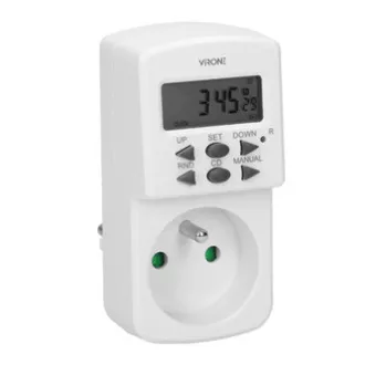 Steckdose mit elektronischer Zeitschaltuhr Mini 230V, 50Hz, max. 1800W, weiß, Virone, Zeitschaltuhr, 10 Programme, 2P Z