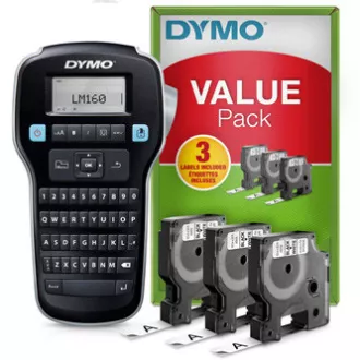 Dymo Selbstklebeetiketten-Drucker, LabelManager 160, PROMO 3x Band D1 12mm x 7m