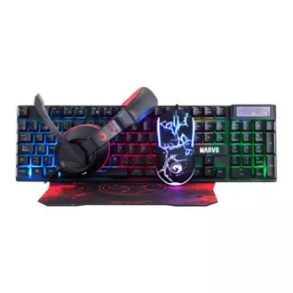 Marvo CM409 DE Tastatur-Set kabelgebunden (USB) US, schwarz mit Gaming-Maus, Mauspad und Kopfhörer, Gaming, Membran-Typ hintergrundbeleuchtet Marvo CM409 DE Tastatur-Set kabelgebunden (USB) US, schwarz mit Gaming-Maus, Mauspad und Kopfhörer, Gaming, Membran-Typ hintergrundbeleuchtet