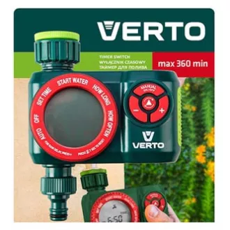 Verto elektronische Zeitschaltuhr 4 Funktionen, maximale Ausschaltzeit 360 Minuten, 1/2" und 3/4", grün, 15G751 Verto elektronische Zeitschaltuhr 4 Funktionen, maximale Ausschaltzeit 360 Minuten, 1/2" und 3/4", grün, 15G751