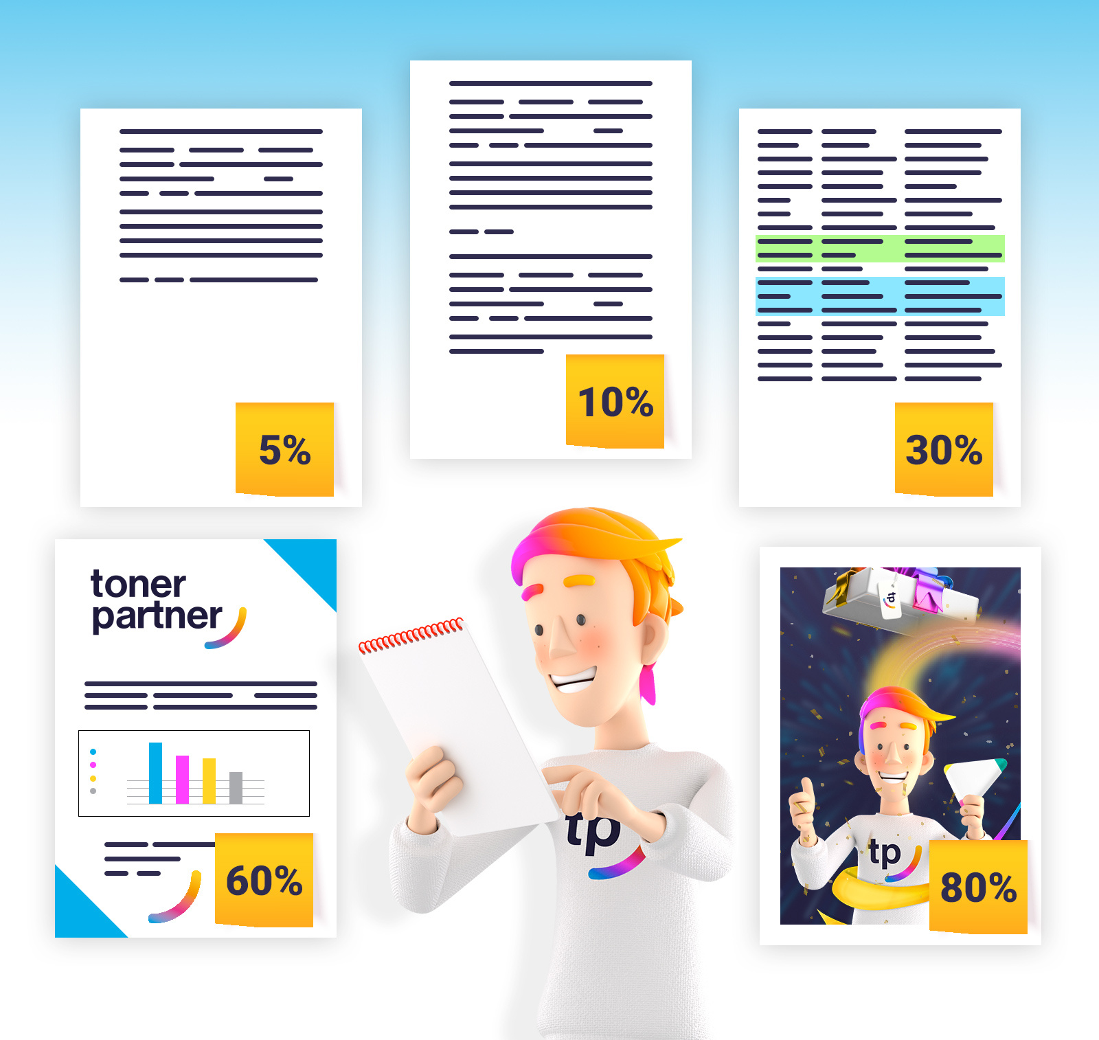 5–80 % Seitendeckung beim Druck auf A4-Papier