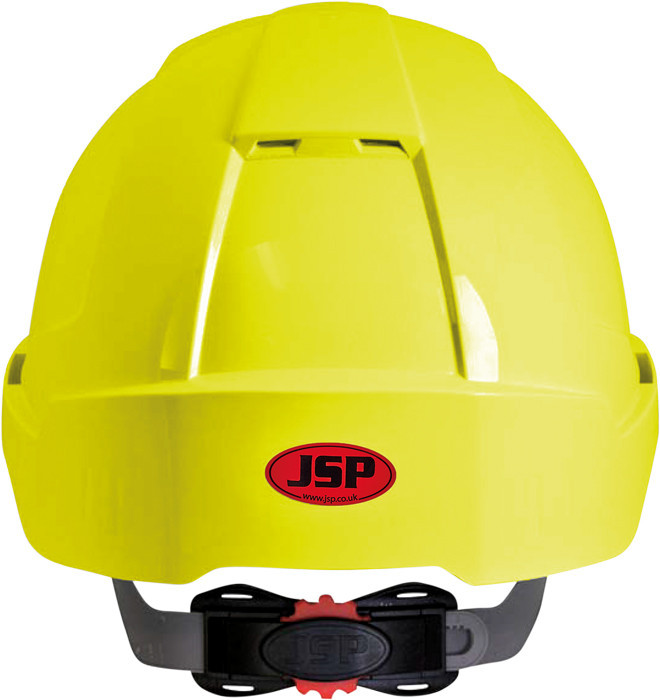Evolite Helm Bauschutzhelm GELB mit Belueftung JSP 