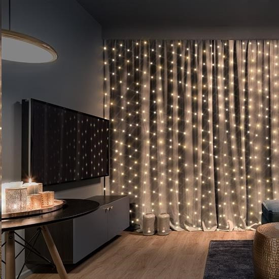Solight LED-Weihnachtsfensterlicht, silber, 300x Mini-LED, Timer, 8 Funktionen, USB